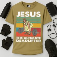 Jesus The Ultimate Deadlifter Funny Jesus Lifting Gym Cooling Performance Crew T-Shirt
