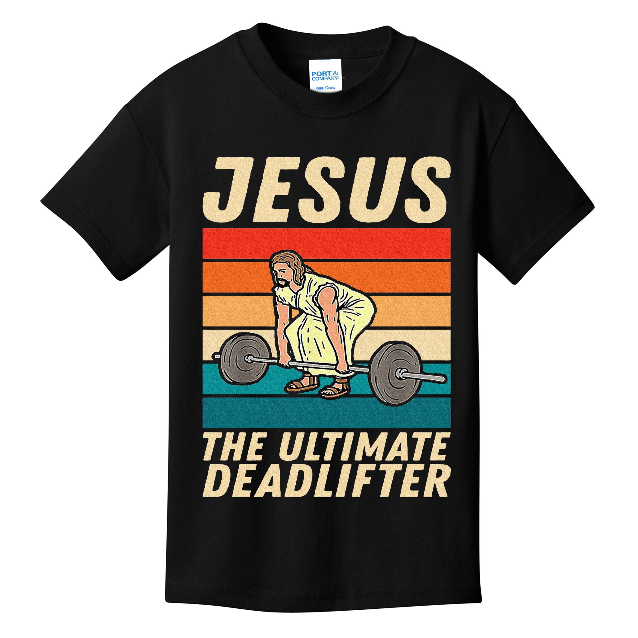 Jesus The Ultimate Deadlifter Funny Vintage Gym Christian Kids T-Shirt