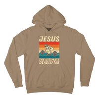 Jesus The Ultimate Deadlifter Funny Vintage Gym Christian Hoodie