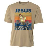 Jesus The Ultimate Deadlifter Funny Vintage Gym Christian Raglan Baseball Cooling Performance Crew T-Shirt