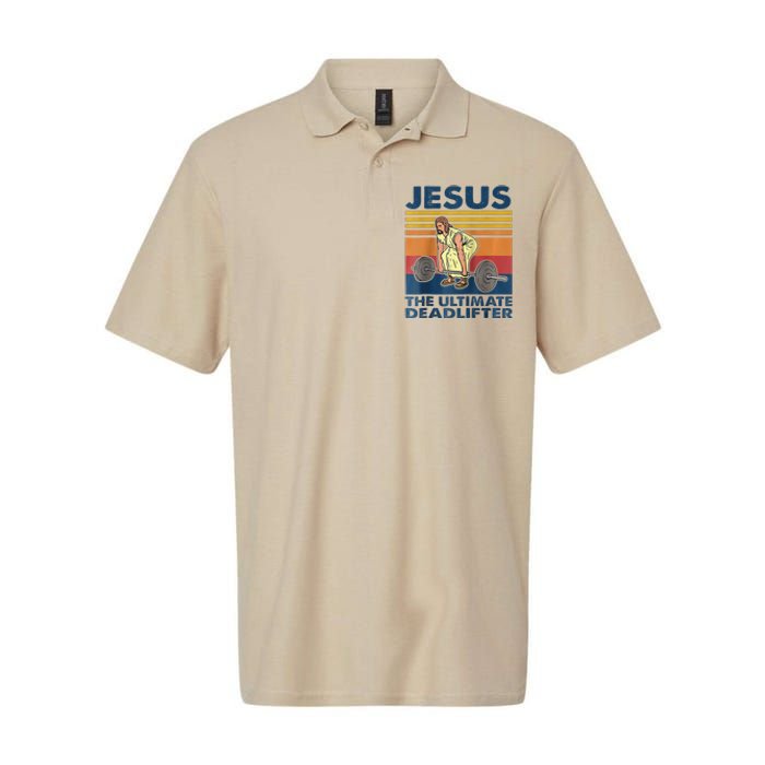 Jesus The Ultimate Deadlifter Funny Vintage Gym Christian Raglan Baseball Softstyle Adult Sport Polo