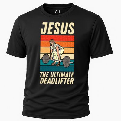 Jesus The Ultimate Deadlifter Funny Vintage Gym Christian Sweat Performance Shirt