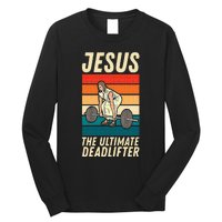 Jesus The Ultimate Deadlifter Funny Vintage Gym Christian Sweat Long Sleeve Shirt