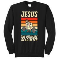 Jesus The Ultimate Deadlifter Funny Vintage Gym Christian Sweat Sweatshirt