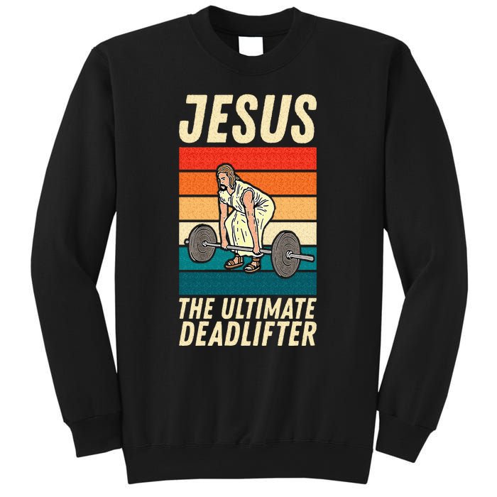 Jesus The Ultimate Deadlifter Funny Vintage Gym Christian Sweat Sweatshirt