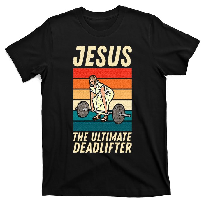 Jesus The Ultimate Deadlifter Funny Vintage Gym Christian Sweat T-Shirt