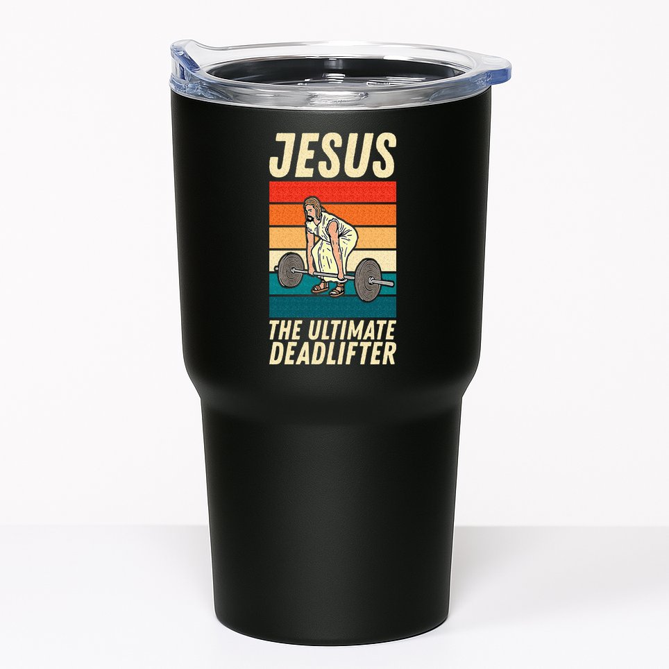 Jesus The Ultimate Deadlifter Funny Vintage Gym Christian Sweat Tumbler