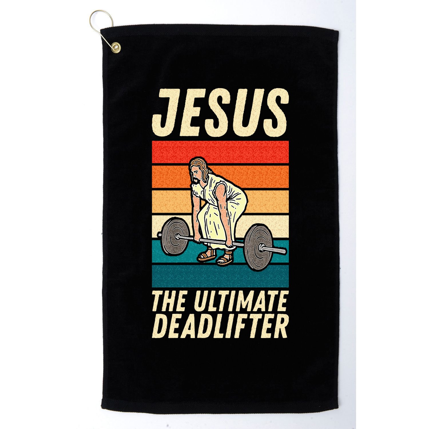 Jesus The Ultimate Deadlifter Funny Vintage Gym Christian Sweat Golf Towel