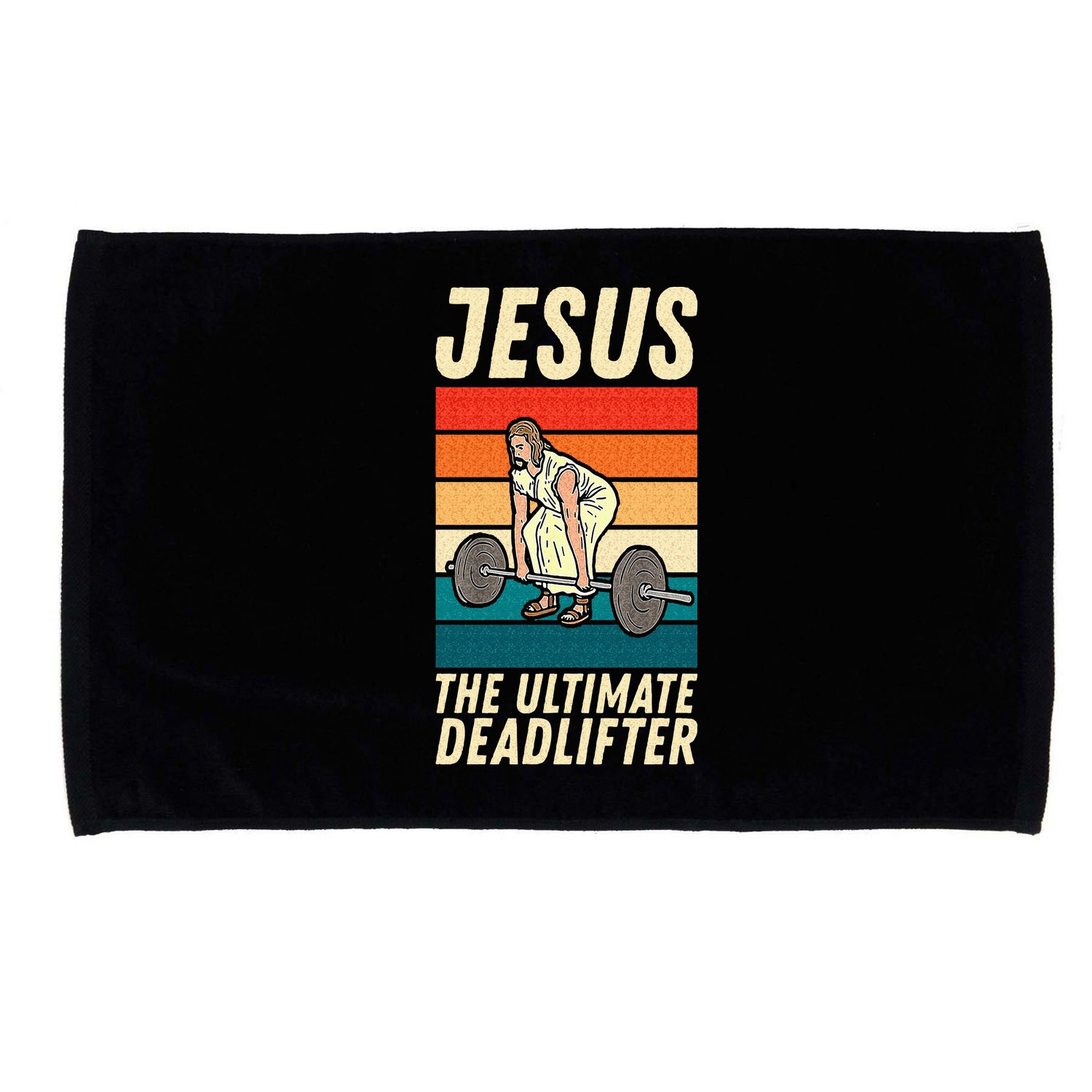 Jesus The Ultimate Deadlifter Funny Vintage Gym Christian Sweat Microfiber Hand Towel