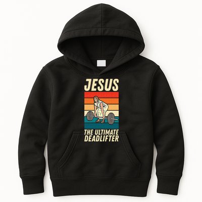Jesus The Ultimate Deadlifter Funny Vintage Gym Christian Sweat Kids Hoodie