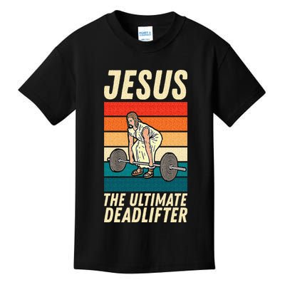 Jesus The Ultimate Deadlifter Funny Vintage Gym Christian Sweat Kids T-Shirt