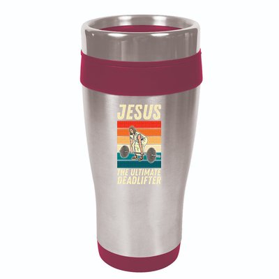 Jesus The Ultimate Deadlifter Funny Vintage Gym Christian Sweat 16oz Travel Tumbler