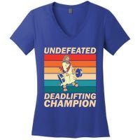 Jesus The Ultimate Deadlifter Funny Vintage Gym Christian Gift Women's V-Neck T-Shirt