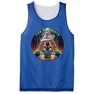 Jesus The Ultimate Deadlifter Christmas Gym Lifting Workout Gift Mesh Reversible Basketball Jersey Tank