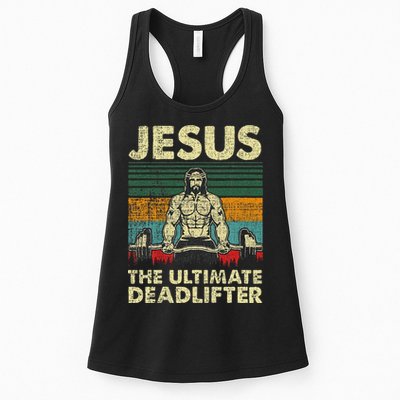 Jesus The Ultimate Deadlifter Funny Christian Workout Jesus Womens Tank Top