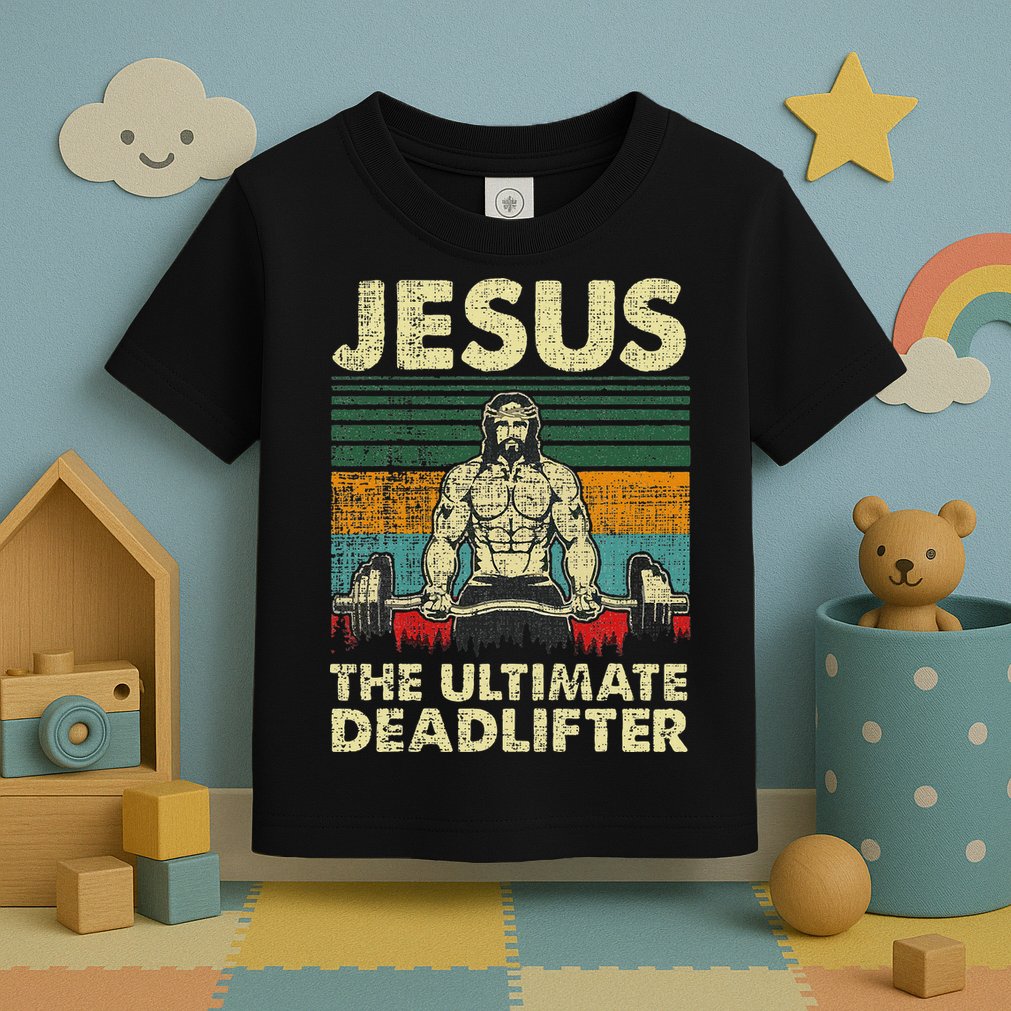 Jesus The Ultimate Deadlifter Funny Christian Workout Jesus Toddler T-Shirt