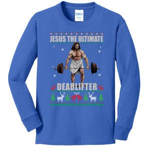 Jesus The Ultimate Deadlifter Ugly Christmas Cool Gift Kids Long Sleeve Shirt