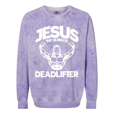 Jesus The Ultimate Deadlifter Workout Christian Gym Great Gift Colorblast Crewneck Sweatshirt