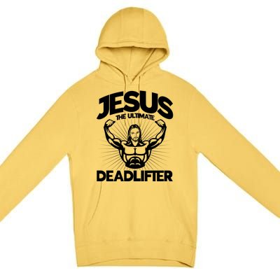 Jesus The Ultimate Deadlifter Workout Christian Gym Great Gift Premium Pullover Hoodie