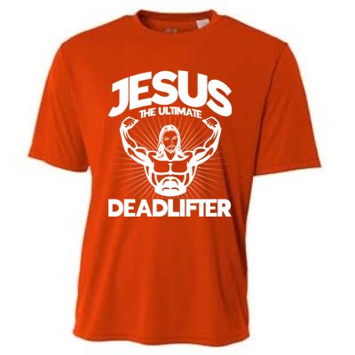 Jesus The Ultimate Deadlifter Workout Christian Gym Great Gift Cooling Performance Crew T-Shirt