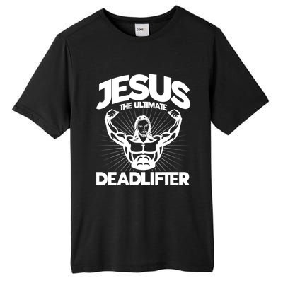 Jesus The Ultimate Deadlifter Workout Christian Gym Great Gift Tall Fusion ChromaSoft Performance T-Shirt