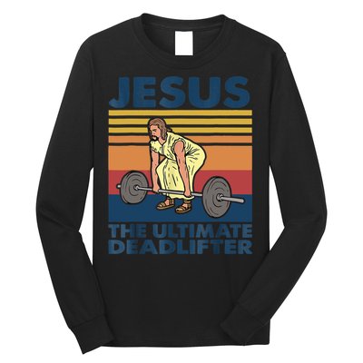 Jesus The Ultimate Deadlifter Funny Vintage Gym Christian Long Sleeve Shirt