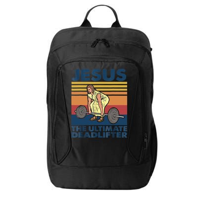 Jesus The Ultimate Deadlifter Funny Vintage Gym Christian City Backpack