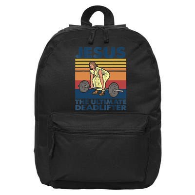 Jesus The Ultimate Deadlifter Funny Vintage Gym Christian 16 in Basic Backpack