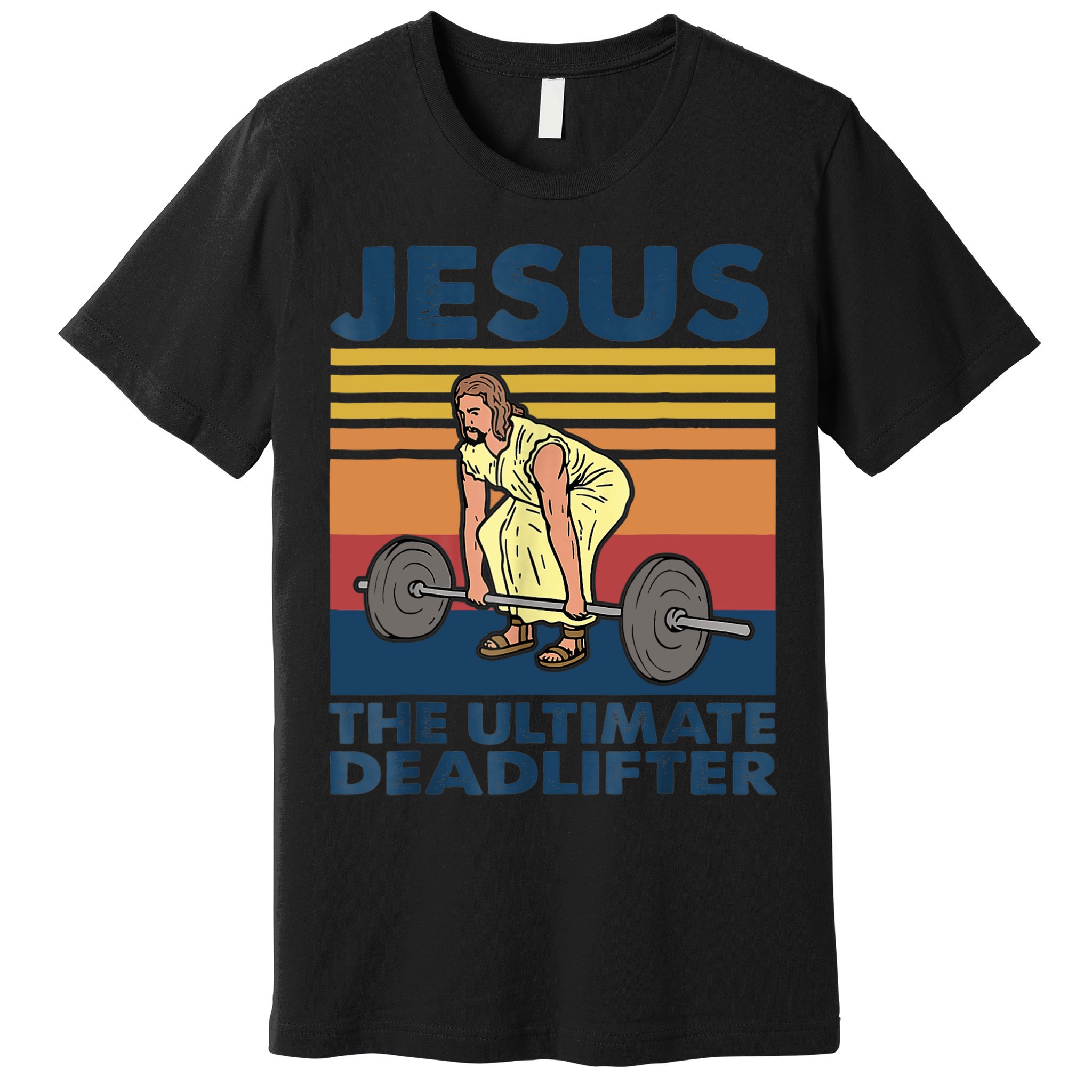 Jesus The Ultimate Deadlifter Funny Vintage Gym Christian Premium T-Shirt