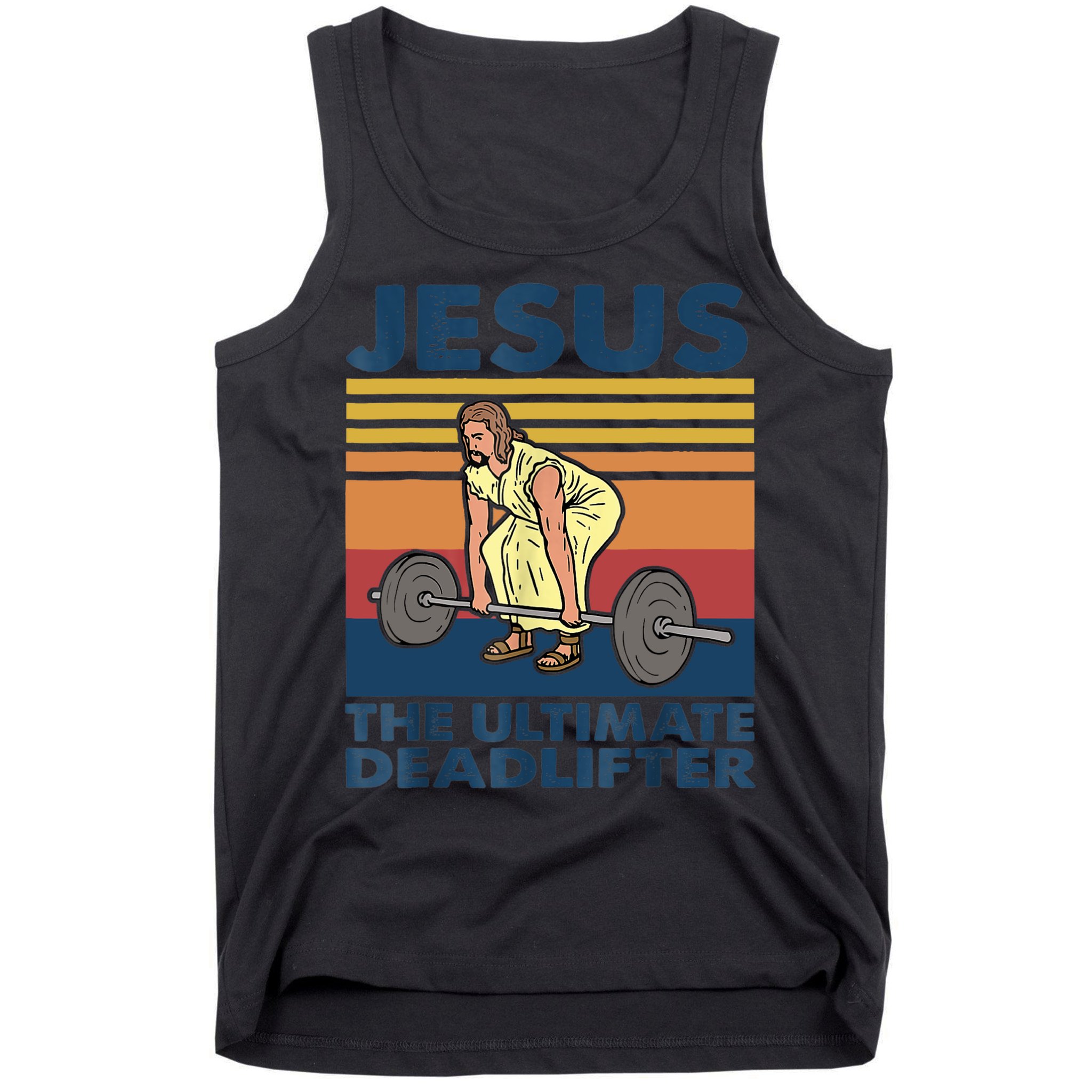 Jesus The Ultimate Deadlifter Funny Vintage Gym Christian Tank Top