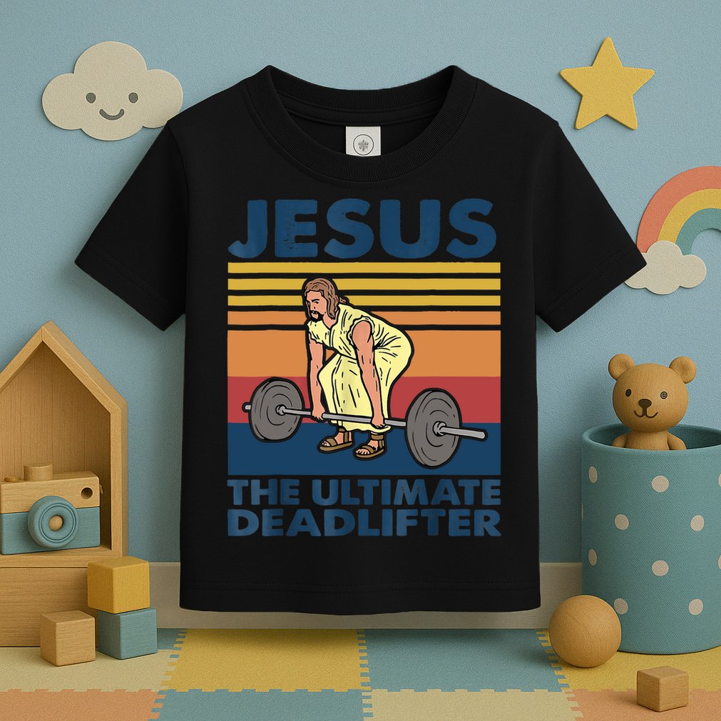 Jesus The Ultimate Deadlifter Funny Vintage Gym Christian Toddler T-Shirt