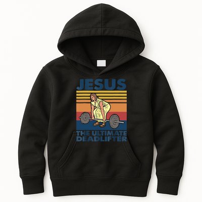 Jesus The Ultimate Deadlifter Funny Vintage Gym Christian Kids Hoodie