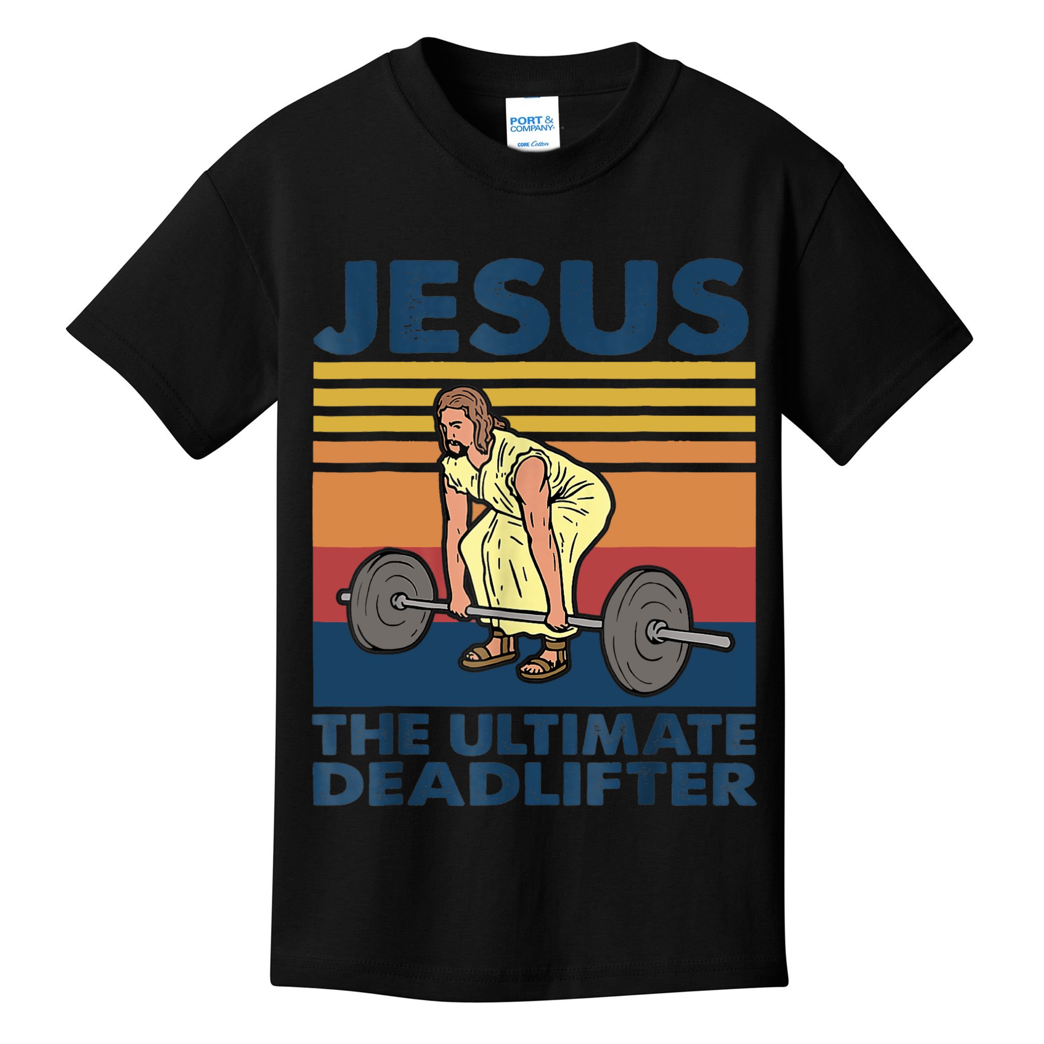 Jesus The Ultimate Deadlifter Funny Vintage Gym Christian Kids T-Shirt