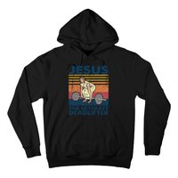 Jesus The Ultimate Deadlifter Funny Vintage Gym Christian Hoodie