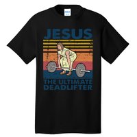 Jesus The Ultimate Deadlifter Funny Vintage Gym Christian Tall T-Shirt