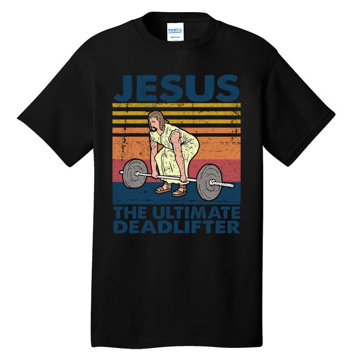 Jesus The Ultimate Deadlifter Funny Vintage Gym Christian Tall T-Shirt