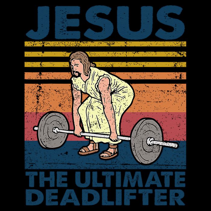 Jesus The Ultimate Deadlifter Funny Vintage Gym Christian Button