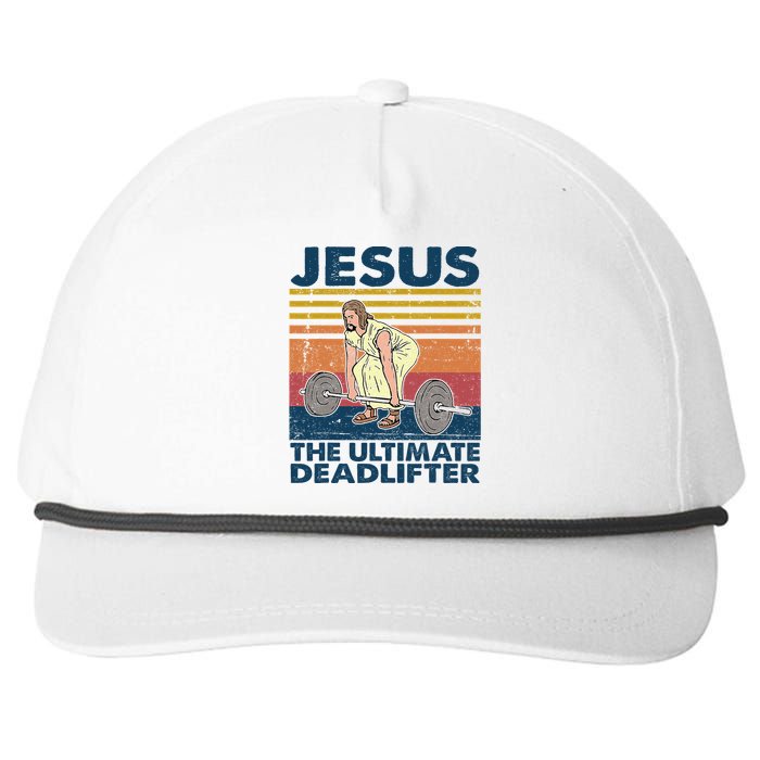 Jesus The Ultimate Deadlifter Funny Vintage Gym Christian Snapback Five-Panel Rope Hat