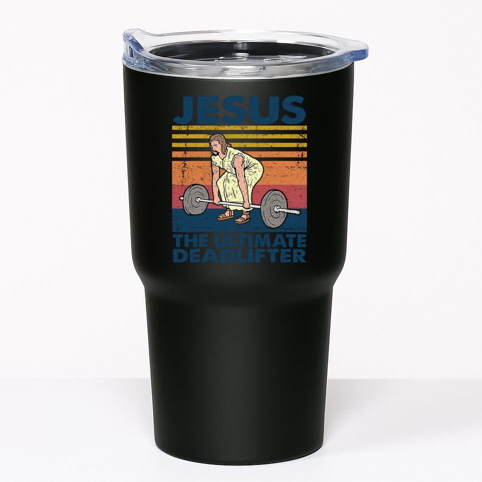 Jesus The Ultimate Deadlifter Funny Vintage Gym Christian Tumbler