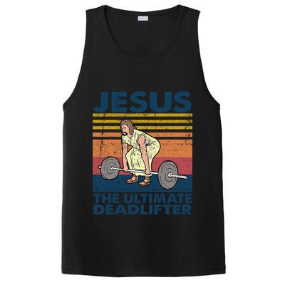 Jesus The Ultimate Deadlifter Funny Vintage Gym Christian PosiCharge Competitor Tank