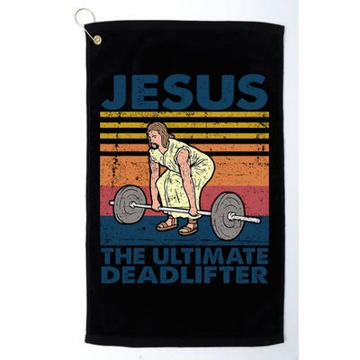 Jesus The Ultimate Deadlifter Funny Vintage Gym Christian Golf Towel
