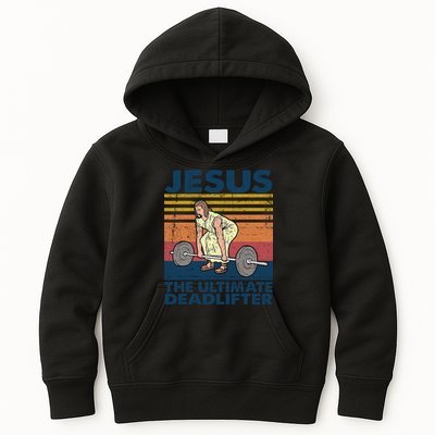 Jesus The Ultimate Deadlifter Funny Vintage Gym Christian Kids Hoodie