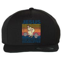 Jesus The Ultimate Deadlifter Funny Vintage Gym Christian Wool Snapback Cap