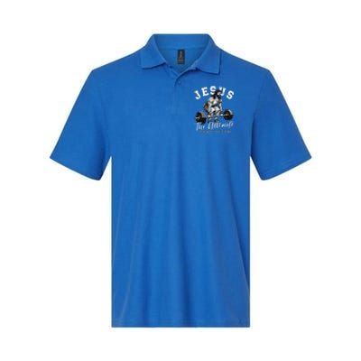 Jesus The Ultimate Deadlifter Funny Christian Workout Gym Softstyle Adult Sport Polo