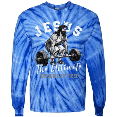 Jesus The Ultimate Deadlifter Funny Christian Workout Gym Tie-Dye Long Sleeve Shirt