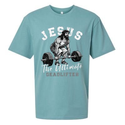 Jesus The Ultimate Deadlifter Funny Christian Workout Gym Sueded Cloud Jersey T-Shirt