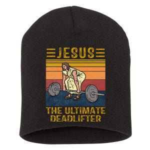 Jesus The Ultimate Deadlifter Weights Gym Fitness Athlete Short Acrylic Beanie