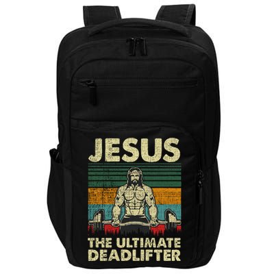 Jesus The Ultimate Deadlifter Funny Christian Workout Jesus Gift Impact Tech Backpack