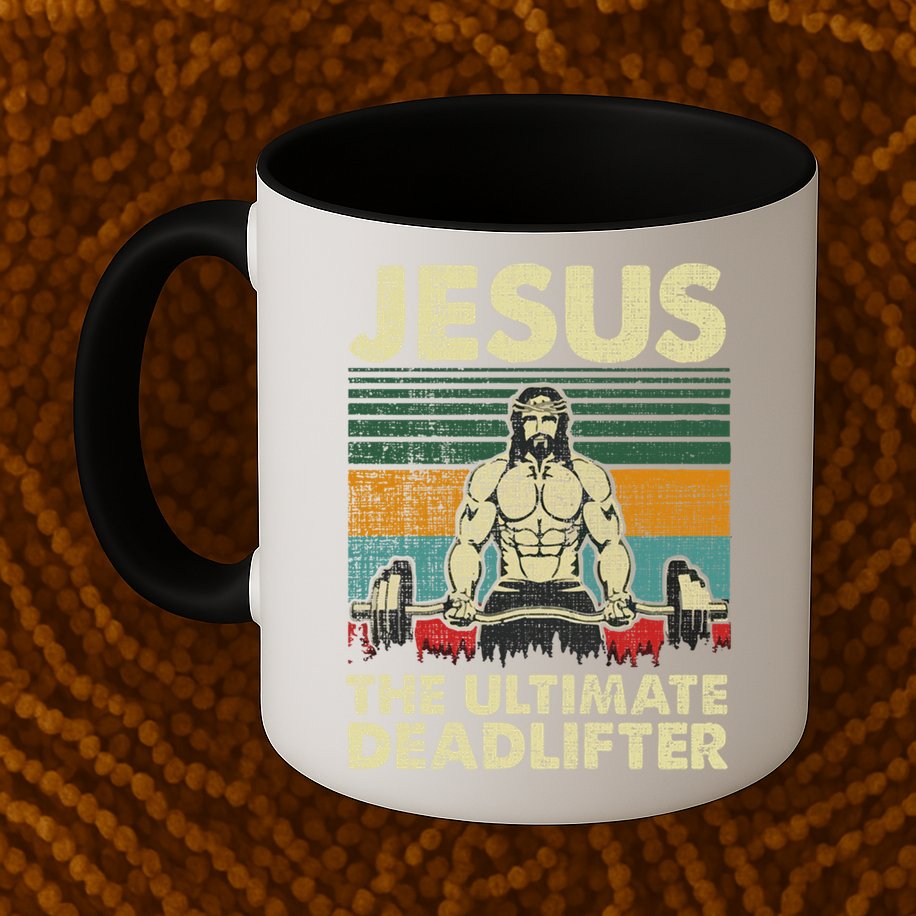 Jesus The Ultimate Deadlifter Funny Christian Workout Jesus Gift Mug