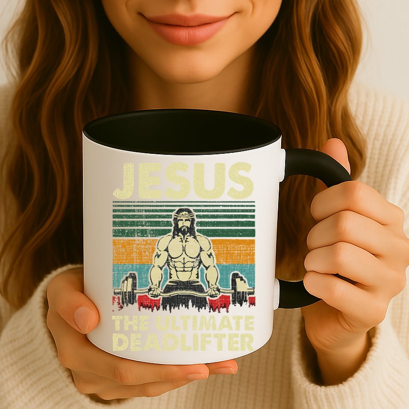 Jesus The Ultimate Deadlifter Funny Christian Workout Jesus Gift Mug